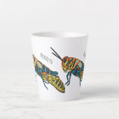 Barberpoolsprinkhaan, afbeelding cartoon latte mok (Voorkant)