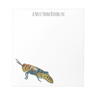 Barberpoolsprinkhaan, afbeelding cartoon notitieblok