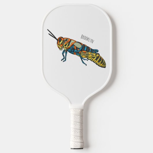 Barberpoolsprinkhaan, afbeelding cartoon pickleball paddle (Voorkant)