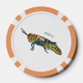 Barberpoolsprinkhaan, afbeelding cartoon poker chips (Achterkant)