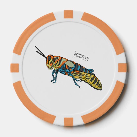 Barberpoolsprinkhaan, afbeelding cartoon poker chips (Voorkant)