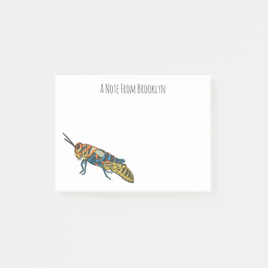 Barberpoolsprinkhaan, afbeelding cartoon post-it® notes (Voorkant)