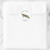 Barberpoolsprinkhaan, afbeelding cartoon ronde sticker (Tas)