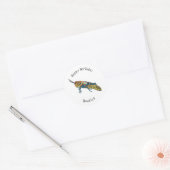 Barberpoolsprinkhaan, afbeelding cartoon ronde sticker (Envelop)