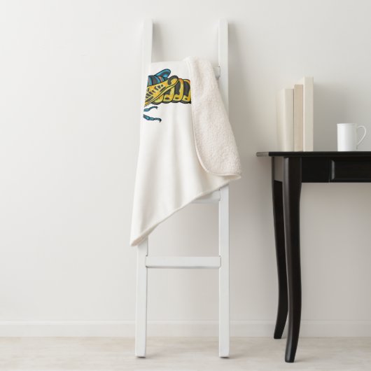 Barberpoolsprinkhaan, afbeelding cartoon sherpa deken (In situ)