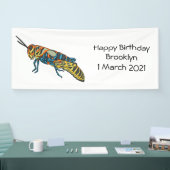 Barberpoolsprinkhaan, afbeelding cartoon spandoek (Beurs)