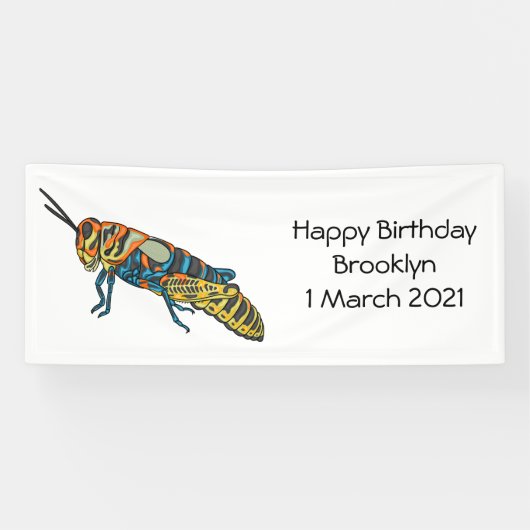 Barberpoolsprinkhaan, afbeelding cartoon spandoek (Horizontaal)