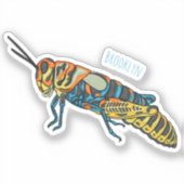 Barberpoolsprinkhaan, afbeelding cartoon sticker (Voorkant)