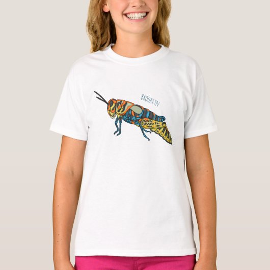 Barberpoolsprinkhaan, afbeelding cartoon t-shirt (Voorkant)