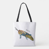 Barberpoolsprinkhaan, afbeelding cartoon tote bag (Achterkant)