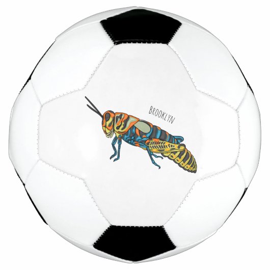 Barberpoolsprinkhaan, afbeelding cartoon voetbal (Voorkant)