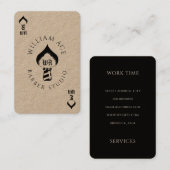 Barbers ace card-stijl zwart en kraft visitekaartje (Voorkant / Achterkant)