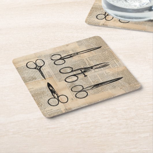  Barbers Antiek schaar Kartonnen Onderzetters (Schuin)