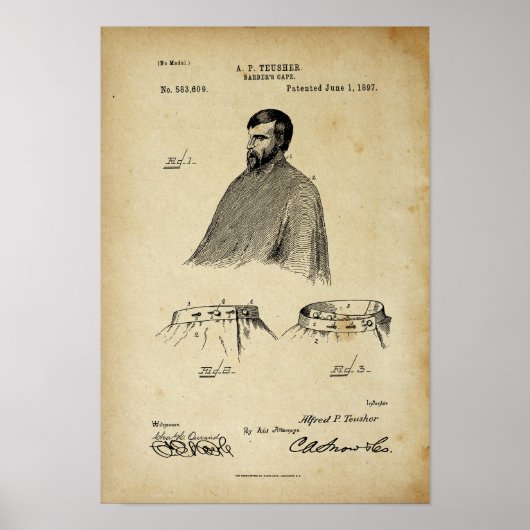 Barber's Cape Antiek Patent Poster Oud uiterlijk (Voorkant)