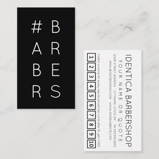#BARBERS hashtag loyaliteitspunkkaart Klantenkaartje (Voorkant / Achterkant)