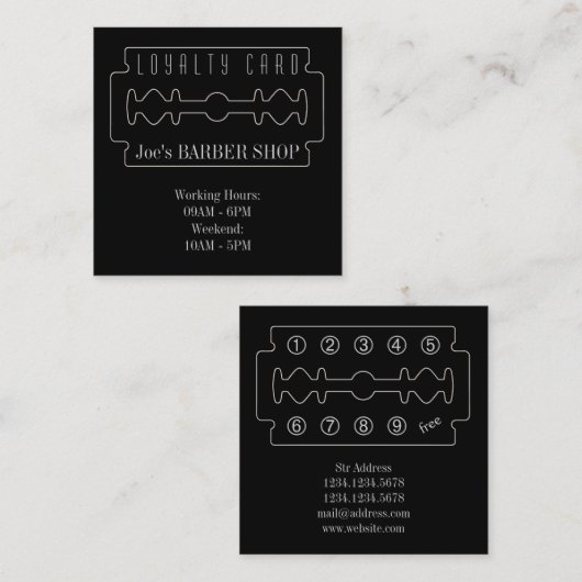 Barbers loyaliteitenkaart, elegantie klantenkaartje (Voorkant / Achterkant)