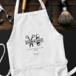 Barbers naam en logo kapperszaak salon modern standaard schort<br><div class="desc">Gepersonaliseerde kapperszaak schort met schaar en paalnaam logo en met de naam en titel van de kapper.</div>