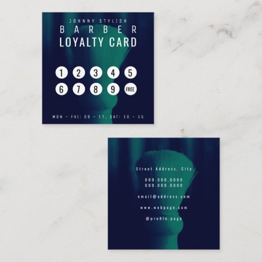Barbers penseelmonotone loyaliteit vierkante visitekaartje (Voorkant / Achterkant)