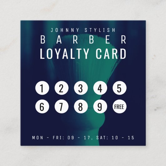 Barbers penseelmonotone loyaliteit vierkante visitekaartje (Voorkant)
