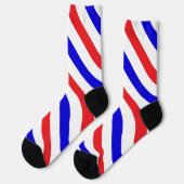 Barber's Pole Rood, Wit en Blauw Diagonale Streep Sokken (Links)