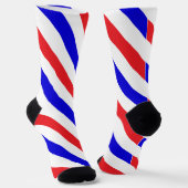 Barber's Pole Rood, Wit en Blauw Diagonale Streep Sokken (Gebogen)