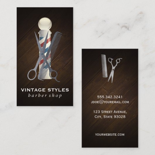 Barbers Poll | Schaar Comb Logo Visitekaartje (Voorkant / Achterkant)