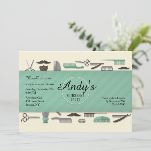 Barber's Tools Invitation Kaart (Staand voorkant)