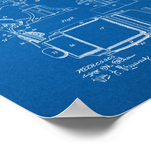 Barber's voorzitter Patent - Blauwdruk Poster (Hoek)