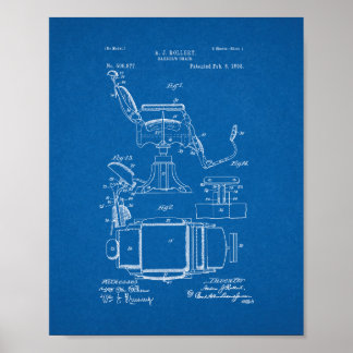 Barber's voorzitter Patent - Blauwdruk Poster