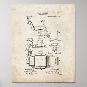 Barber's voorzitter Patent - Oude look Poster