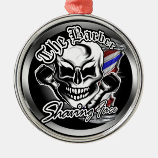 Barberschedel: Scheergezicht Metalen Ornament