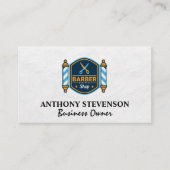 Barbershop Badge | Visitekaartje van Houten Boards (Voorkant)