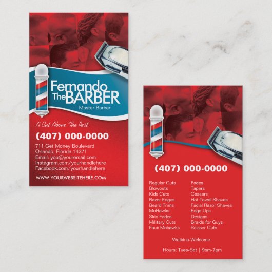 Barbershop Barber (Barberpool en clippers) Visitekaartje (Voorkant / Achterkant)