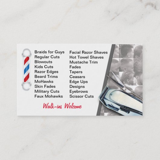 Barbershop Barber (Barberpool en clippers) Visitekaartje (Achterkant)