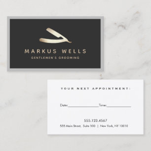 Barbershop Barber Black Straight Razor Appointment Visitekaartje