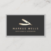 Barbershop Barber Black Straight Razor Appointment Visitekaartje (Voorkant)