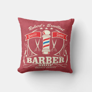 Barbershop Barber Hipster Stylist rood wit blauw Kussen