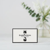 Barbershop Barber Pole Black en White Visitekaartje (Staand voorkant)