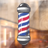Barbershop Barber Pole Customer Awareness Raamsticker (Vel 2)