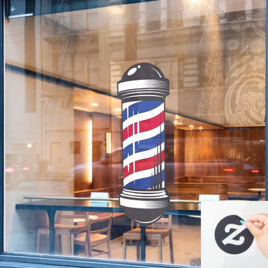 Barbershop Barber Pole Customer Awareness Raamsticker (Cafe Raam)