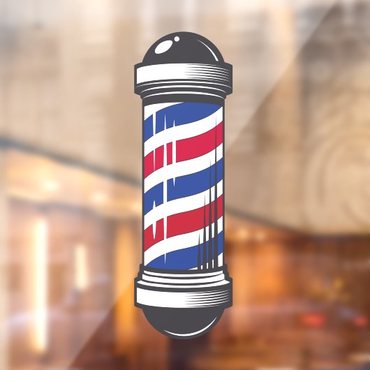 Barbershop Barber Pole Customer Awareness Raamsticker (Vel 2)