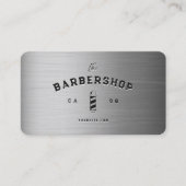 Barbershop Barber Pole Elegant Zwart Zilver Modern Visitekaartje (Voorkant)