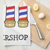 Barbershop Barber Poles Bar Towel personaliseren Theedoek (Quarter Fold)