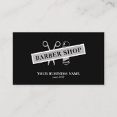 Barbershop barber QR code poolschaar zwart Visitekaartje (Voorkant)