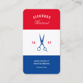 Barbershop Barber Rood Wit Blauw Modern Visitekaartje (Voorkant)