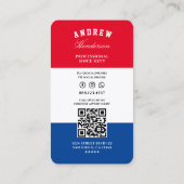 Barbershop Barber Rood Wit Blauw Modern Visitekaartje (Achterkant)