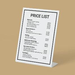 Barbershop Barber Shop Prijslijst Service Menu Reclamebord Met Voetstuk