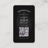 Barbershop Barber Zwart Zilver Pole Retro Modern Visitekaartje (Achterkant)