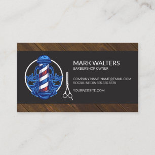 Barbershop   Barberspaal   Houten Afwerking Visitekaartje