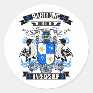 Barbershop Baritone Coat of Arms Ronde Sticker